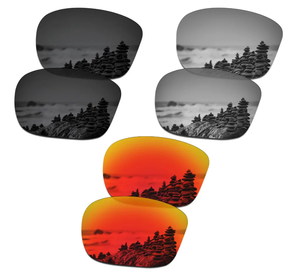 

SmartVLT 3 Pairs Polarized Sunglasses Replacement Lenses for Oakley Sliver F Stealth Black and Silver Titanium and Fire Red