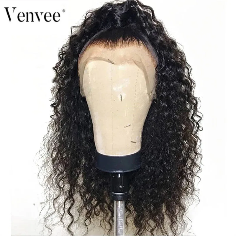 Transparent Full Lace Human Hair Wigs Pre Plucked With Baby Hair 150 180 250 Curly Full Lace Wig For Women Venvee Remy Hair