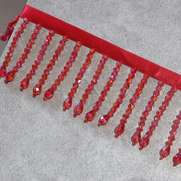 Mehrfarbiger Kristallanhänger Perlenbesetzte Spitzenborte Quastenfransen DIY Bühnenbekleidung Heimvorhang Hochzeitsdekorationszubehör CR1963 – Detail 15