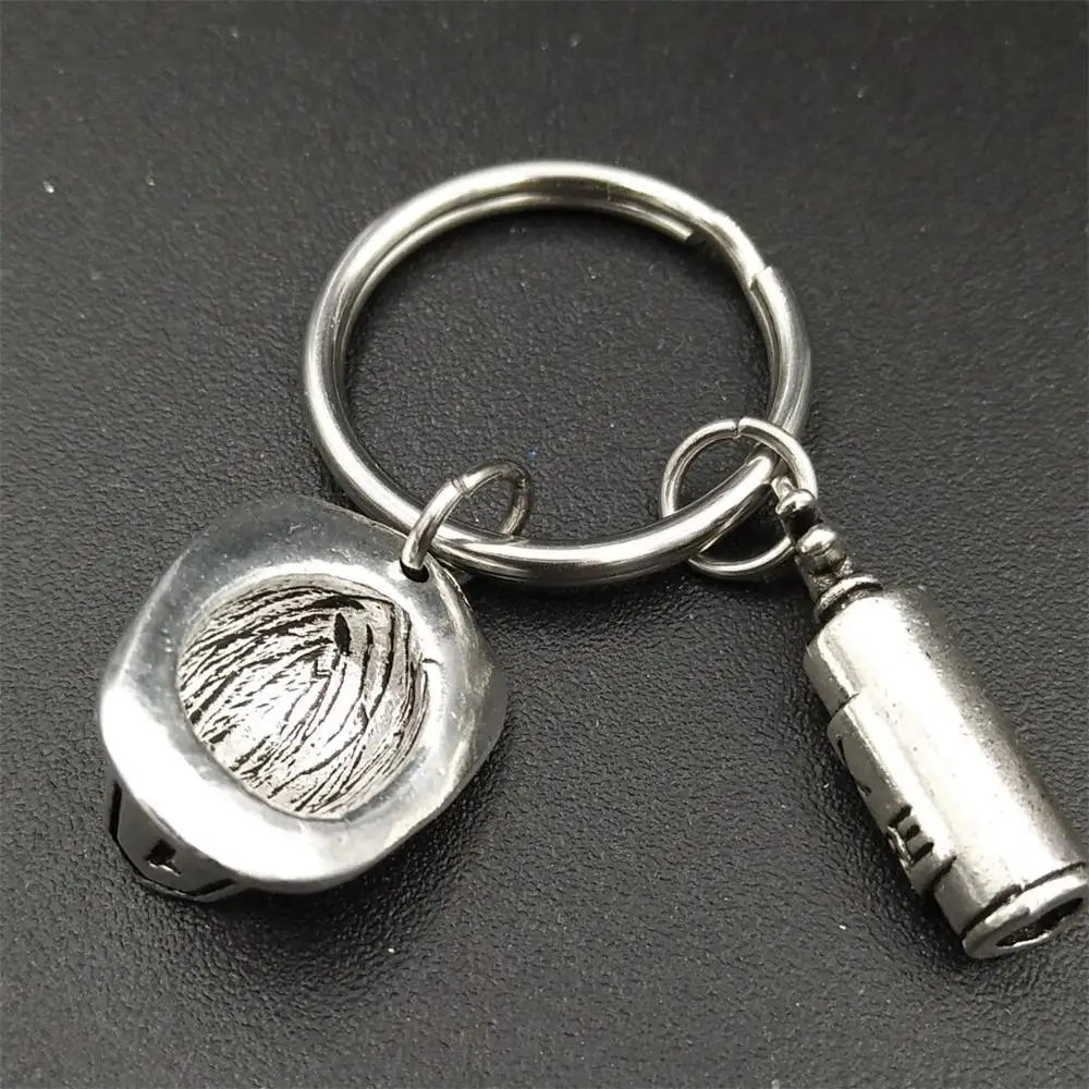 22mm Stainless Steel Firefighter Keyring DIY Fire Extinguisher and Helmet Charm Keychain Fireman Gift for Him or Her