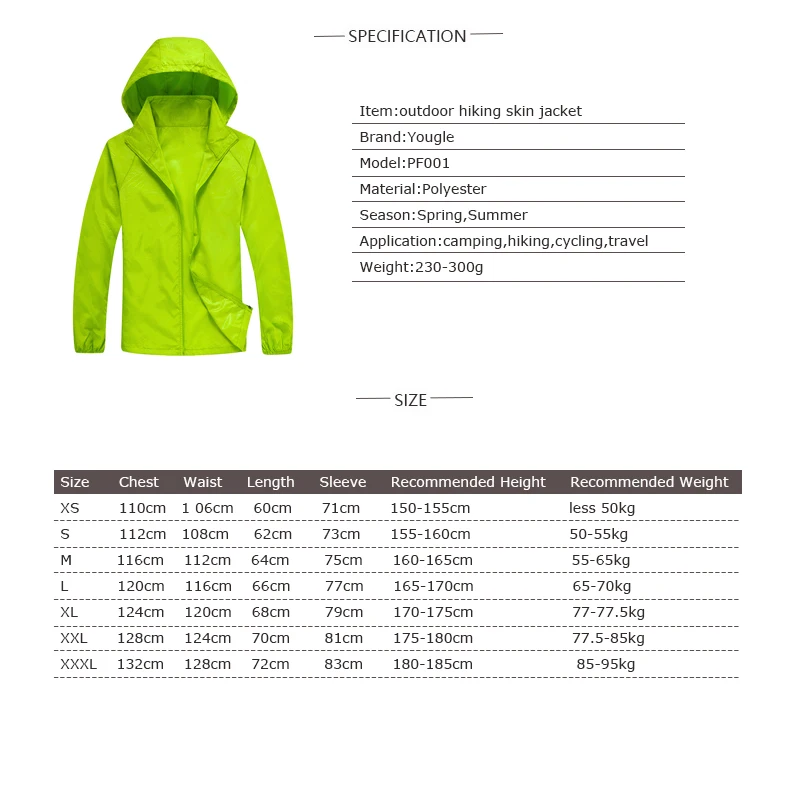 Men Women Outdoor Quick-dry Sun Protection Skin Jacket Jersey Coat Top Windbreaker Spring Autumn Summer Hiking Camping Cycling