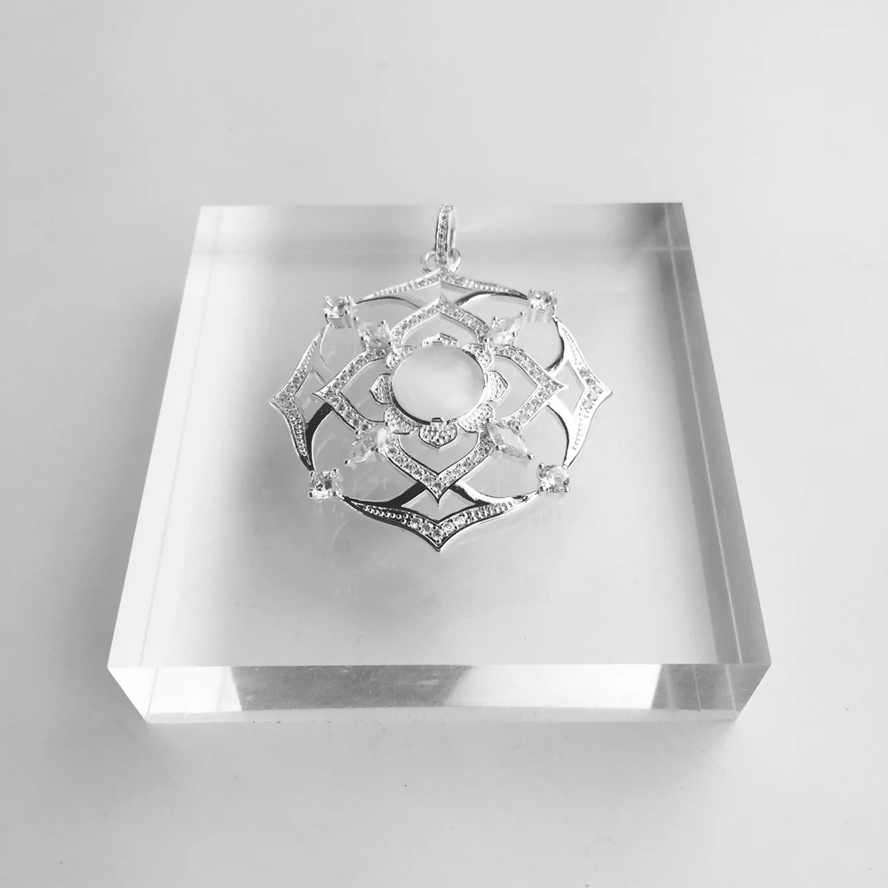 Pendant Chakra Lotus Peony Flower Fine Women Jewelry Accessories Fit Necklace Trendy 925 Sterling Silver Cubic Zirconia Gift