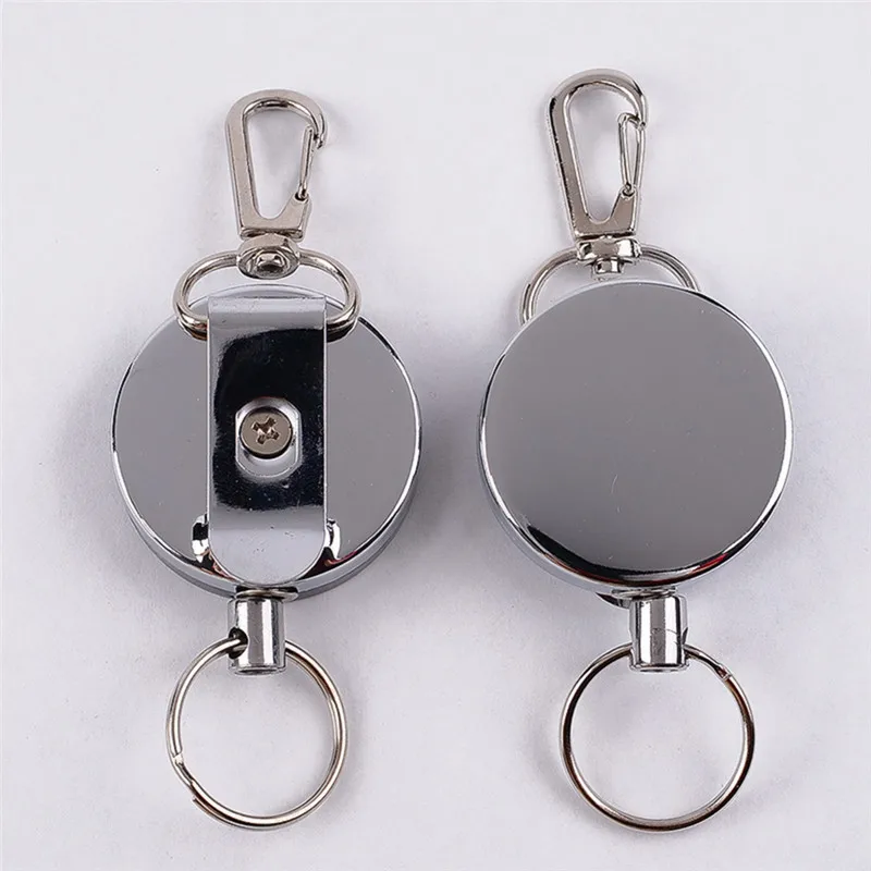 Resilience Steel Wire Rope Elastic Keychain Recoil Sporty Retractable Alarm Key Ring Anti Lost Ski Pass ID Card