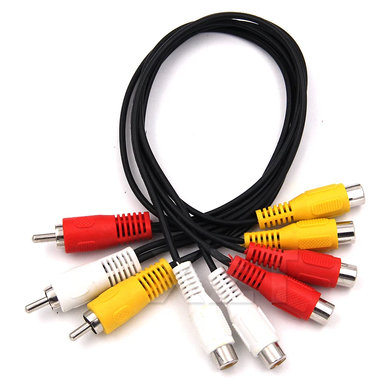 3 RCA Male To 6 RCA Female Plug Splitter 3RCA Adapter Cable Audio TV DVD Video Adapter AV Cable RCA split cable male to 2 female