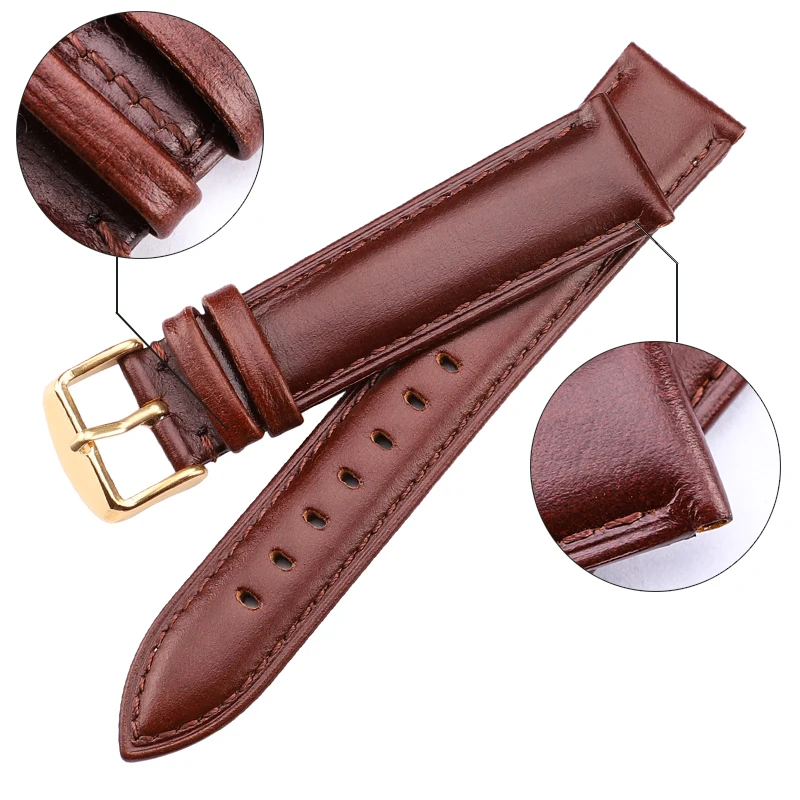 Black Brown Watchbands 18mm 19mm 20mm 21mm 22mm 24mm High Quality Smooth Watch Band Strap With Pin Buckle Watches Accessories