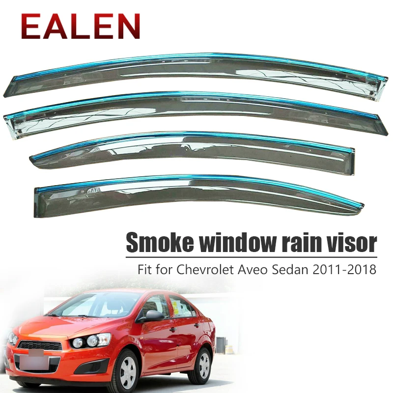 

EALEN For Chevrolet Aveo Sedan 2011 2012 2013 2014 2015 2016 2017 2018 ABS Guard Accessories 4Pcs/1Set Smoke Window Rain Visor