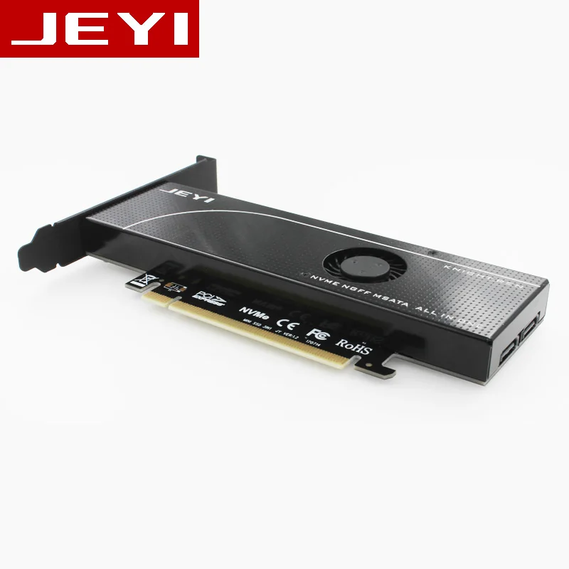 JEYI KNIGHT PCIE3.0 NVME Adapter x16 PCI-E Full Speed M.2 2280 aluminum sheet Thermal conductivity silicon wafer fan cooling SSD