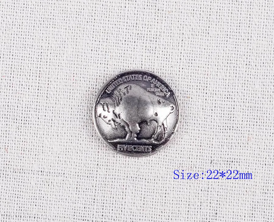 10pc 22*22MM Buffalo Nickel Head Handmade Leathercraft Coin Belt Decoration Rivet Back Studs Set