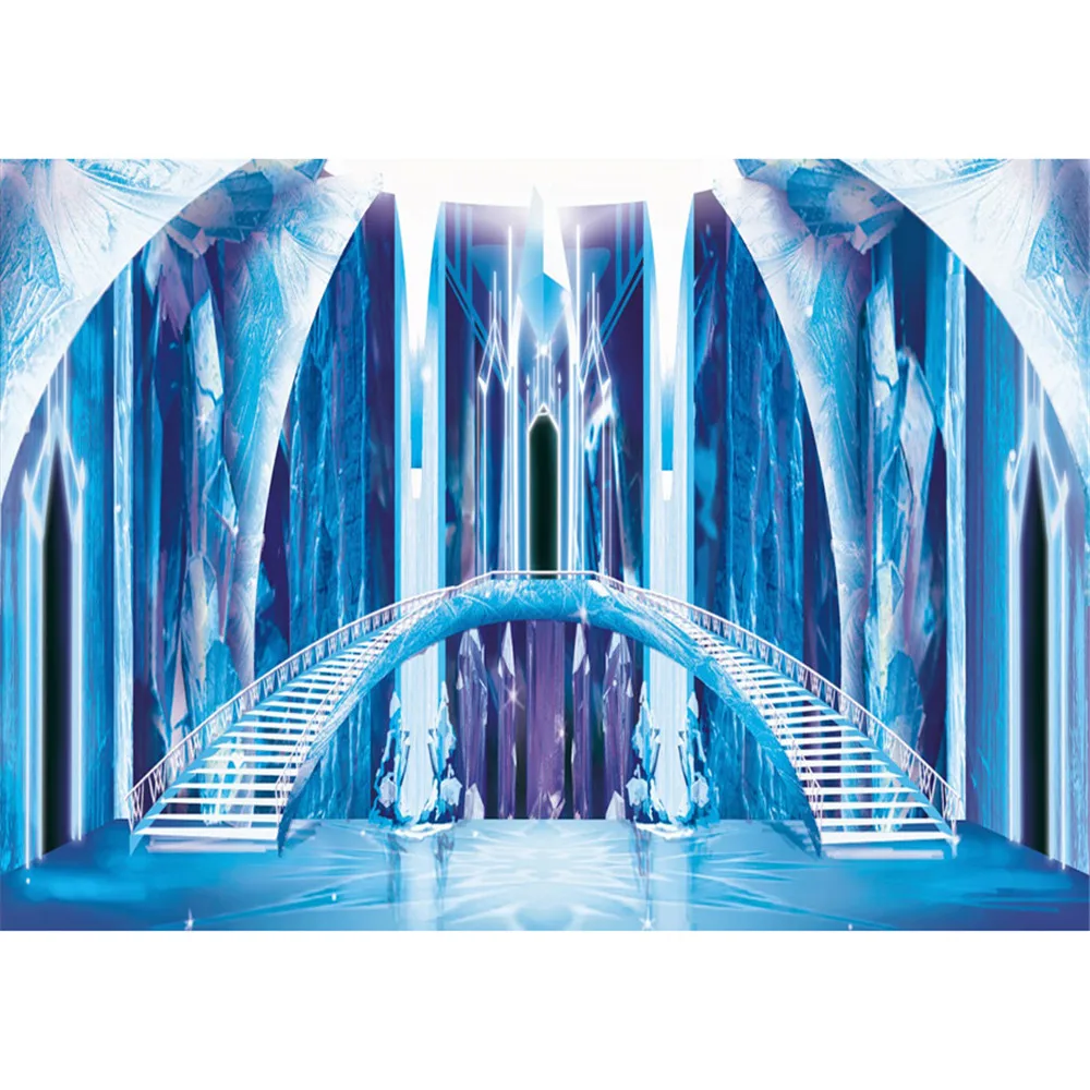 

Blue Frozen Palace Princess Girl Backdrop Photography Stairs Ice Pillars Kids Children Birthday Party Photo Booth Backgrounds