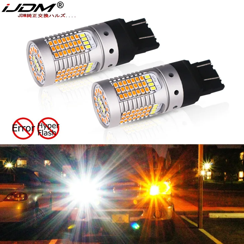 iJDM 7443 LED CANbus No Hyper Flash 44-SMD Switchback Dwukolorowe żarówki kierunkowskazów LED do Forda F150 F250 F350 lub Mustanga