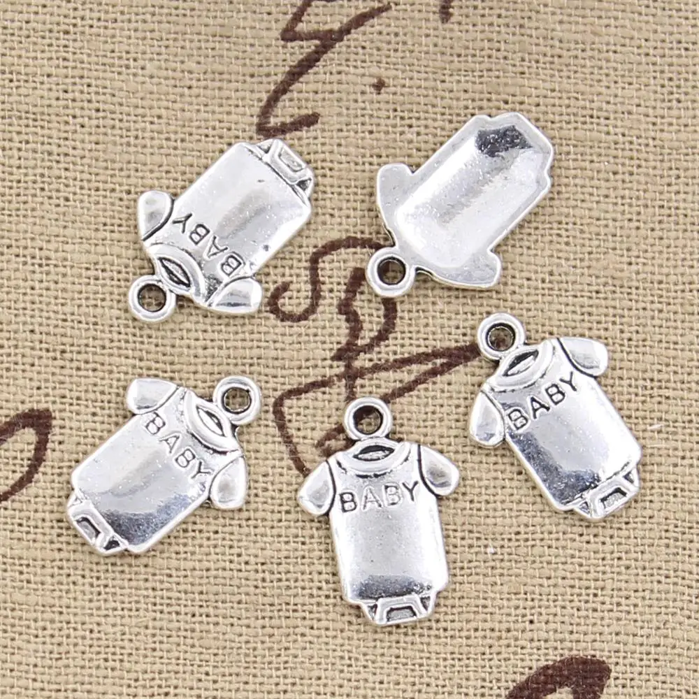 

30pcs Charms Baby Onesie Coverall Cloth 17x12mm Antique Bronze Silver Color Plated Pendants Making DIY Handmade Tibetan Jewelry