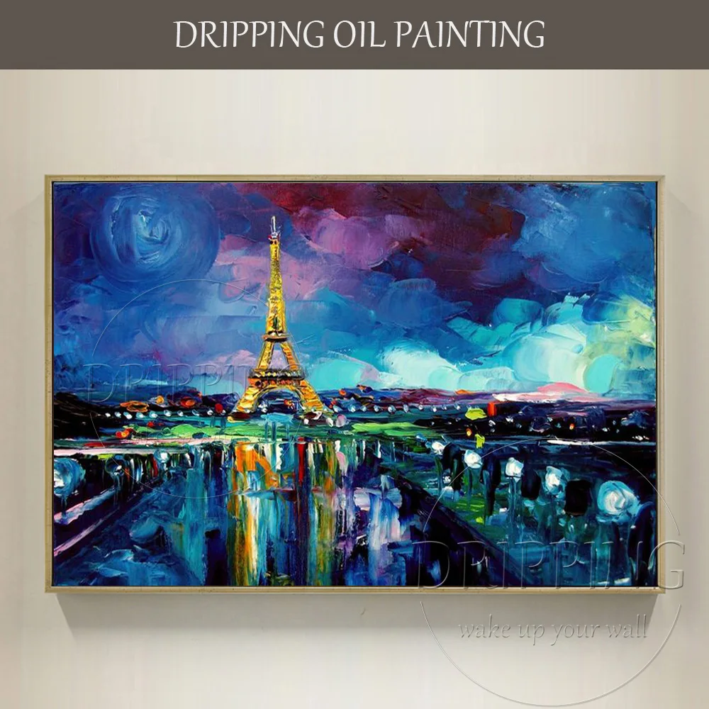 

Artist Hand-painted Canvas Paris Landscape Oil Painting for Living Room Decor Modern Abstract Wall Art Paris View Oil Painting