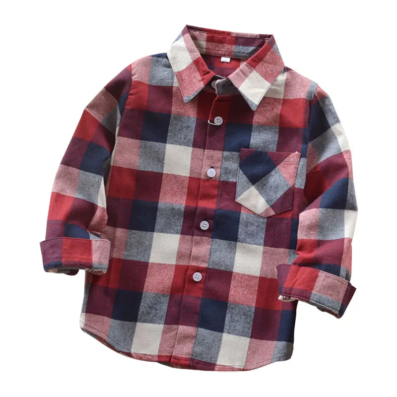 Boys Shirt For Kids 2021 New Fashion Boys Plaid Shirts Cotton Long Sleeve England School Trend Children Clothes Fit 3-12 Years