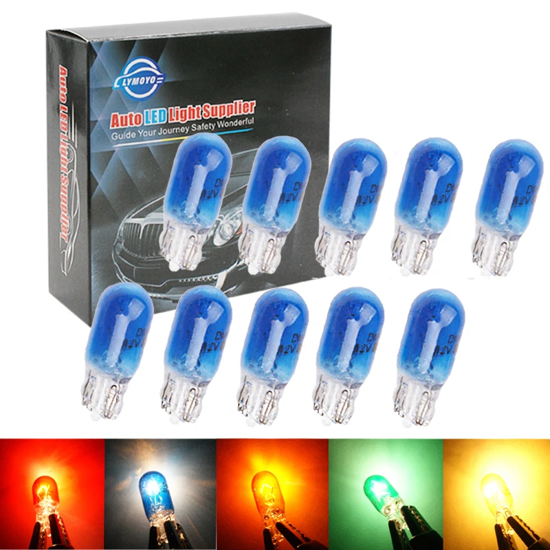 

10/20pcs T10 W5W Bulbs 194 158 12v 5w Halogen Lamp Car Interior Instrument Light Reading Light Clearance Wedges Lamp White Amber
