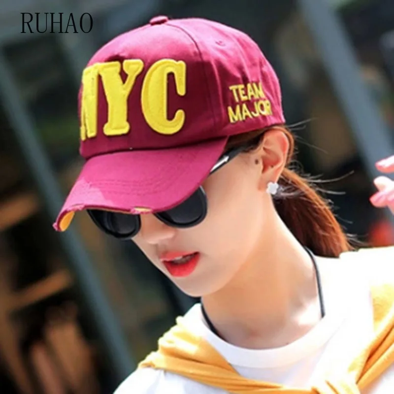 RUHAO Brand NYC Cotton Baseball Cap Men Women Embroidery Letter  Snapback Hat Casquette Summer Sports USA Hip Hop Cap Gorras