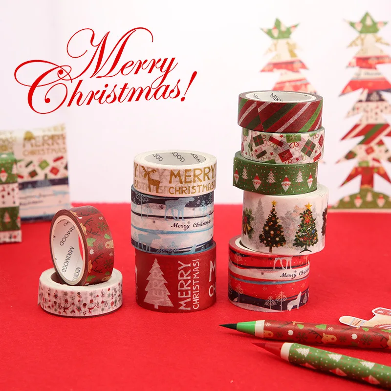 

Merry Christmas Xmas Trees Surprise Decorative Postcard Washi Tape Adhesive Tape DIY Scrapbooking Sticker Label Masking Tape