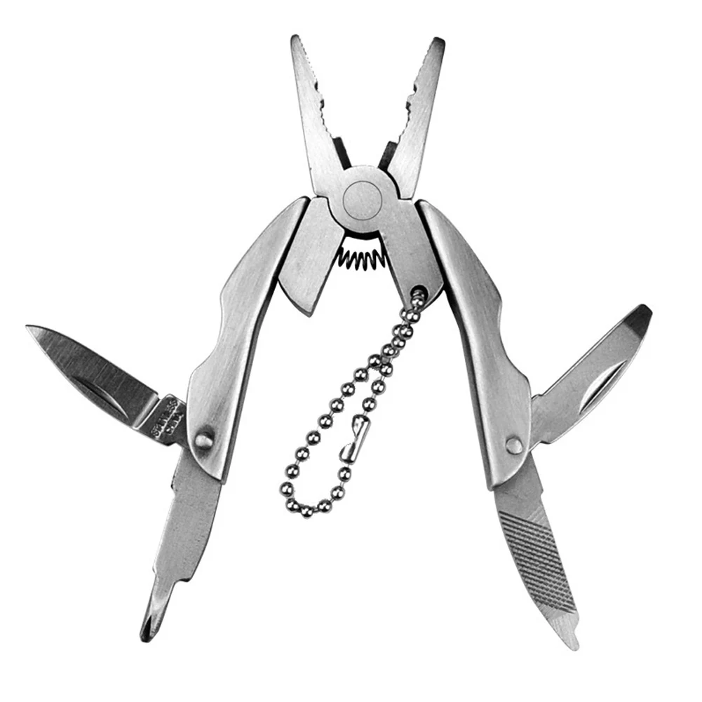 Stainless Steel Outdoor Mini Multitool Folding Plier Wire Stripper Pocket Knife Keychain Screwdriver Survival Tools for Camping