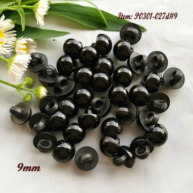 Sewing buttons 144pcs 9mm shank mushroom black buttons plastic animal eye buttons diy craft decorative accessories wholesale