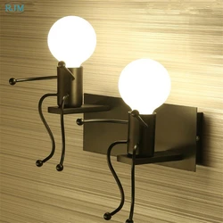 Nordic Modern Simple Creative Cartoon Children Iron Wall Lamps for Living Room Bedroom Bedside Hallway Indoor Lighting Decor