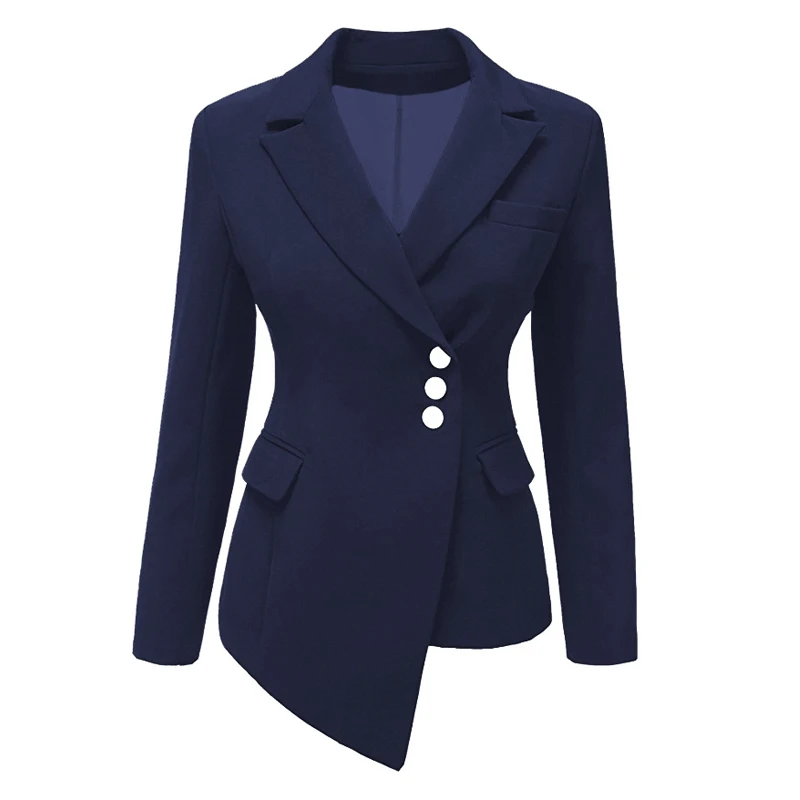 

Gray black office coat lady blazer women 2020 spring autumn asymmetry single breasted women suit jackets female blazer outwear