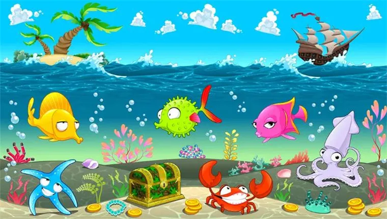 Custom mural photo 3d room wallpaper Cartoon sea world fish boat treasure painting 3d wall murals wallpaper for walls 3 d