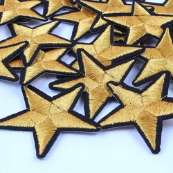 10pcs/lot Iron On Sew On Gold Star Stickers Clothes Accessories Diy Bags Patch Handmade Jeans appliques Coats Backpack Badge