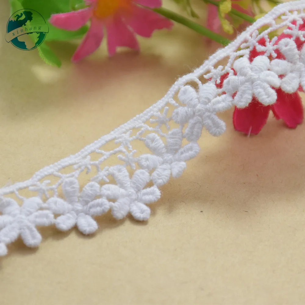 2.5cm Width 100% Cotton Lace Sewing Ribbon Guipure Trim Fabric Warp Knitting DIY Garment Wedding Accessories African Lace#2644