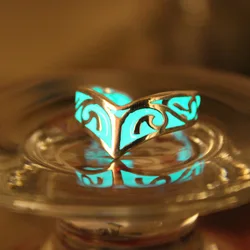 New Glow In The Dark Celtics Ring Glowing Celts symbols Ring Luminous Viking ring Open ring gift