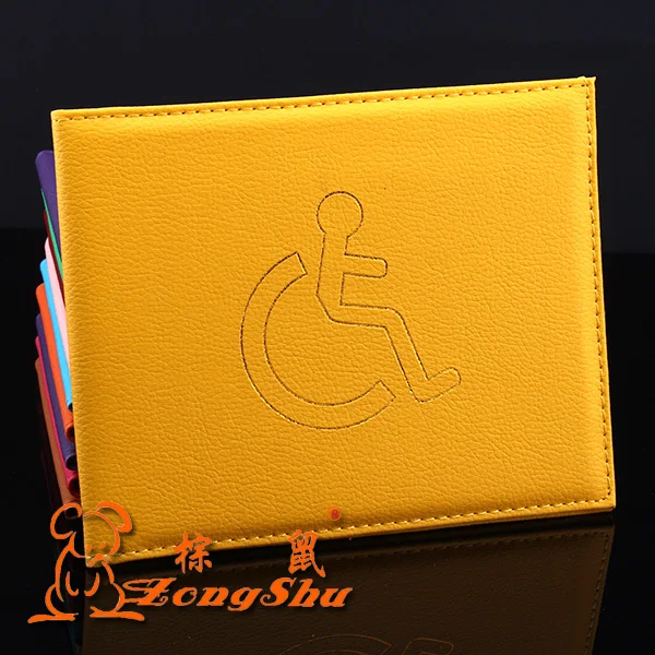 ZONGSHU Pu Leather Disability Card Cover Red Disabled Identity Case Blue Handicapped Id Bags (Customization Accepted)