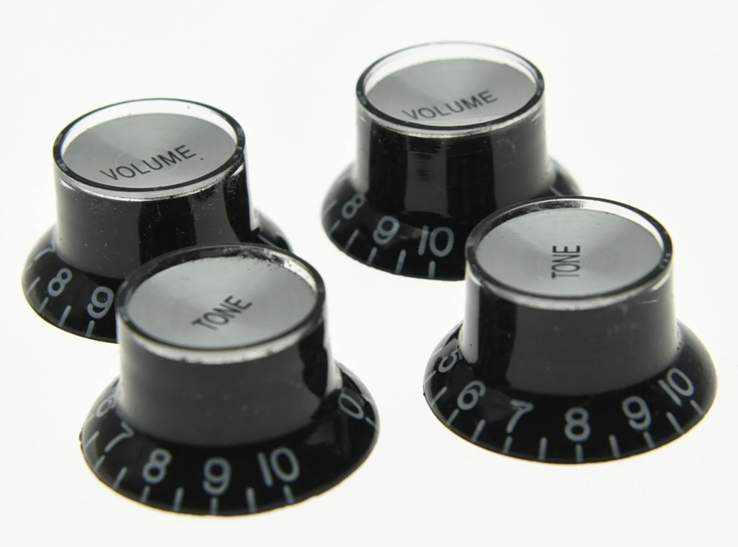 KAISH Black W/ Silver Reflector Knobs Top Hat Guitar Knobs Fits LP  SG