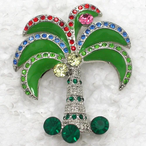 60pcs/lot Mixed Color (Can Notes Color) Wholesale Fashion Rhinestone Palm tree Pin brooches C101876