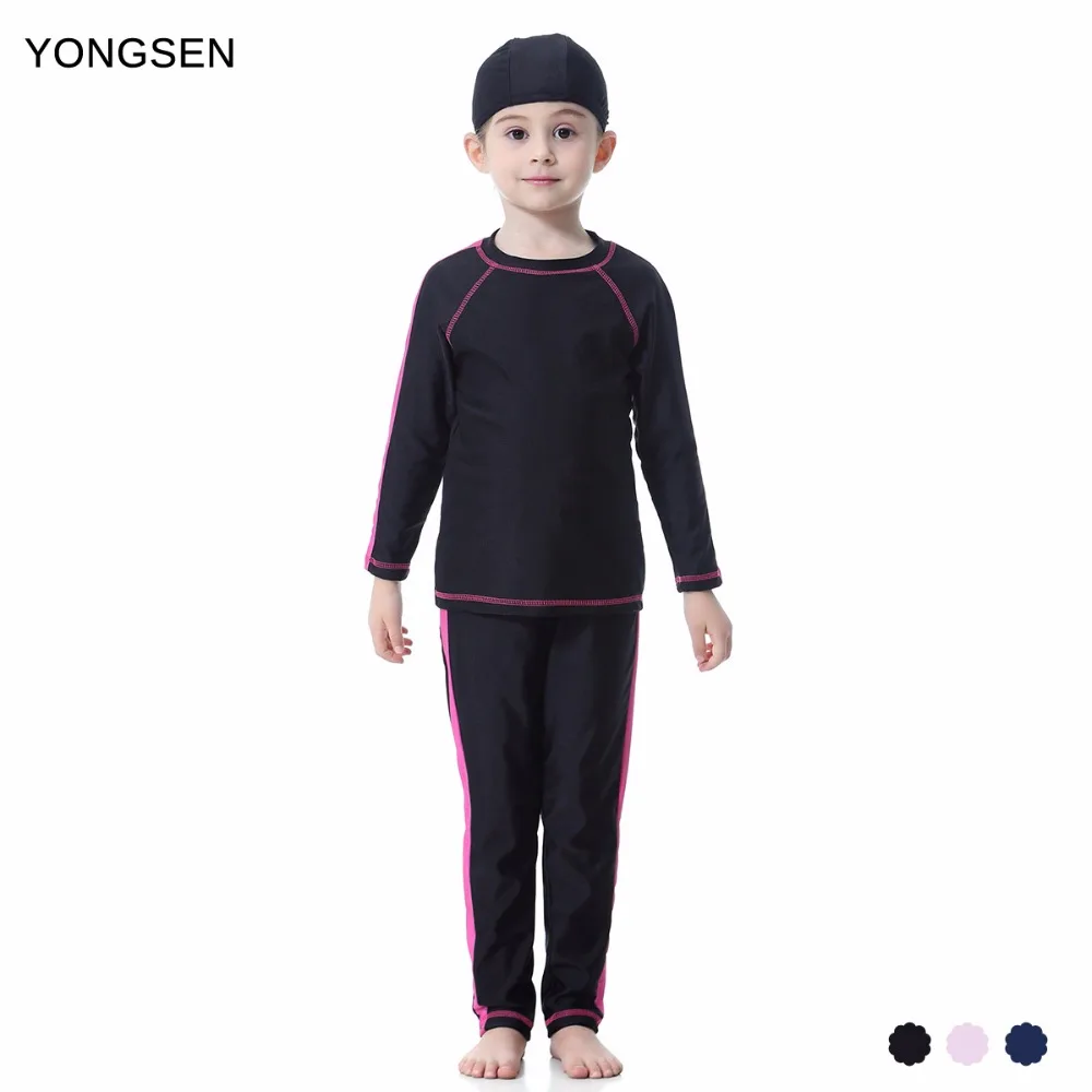 

YONGSEN Sports Modest Muslim Swimsuit Plus Size Hijab 2022 Burkinis Full Coverage Swimwear 3 Pieces Islamic Long sleeve Bathing