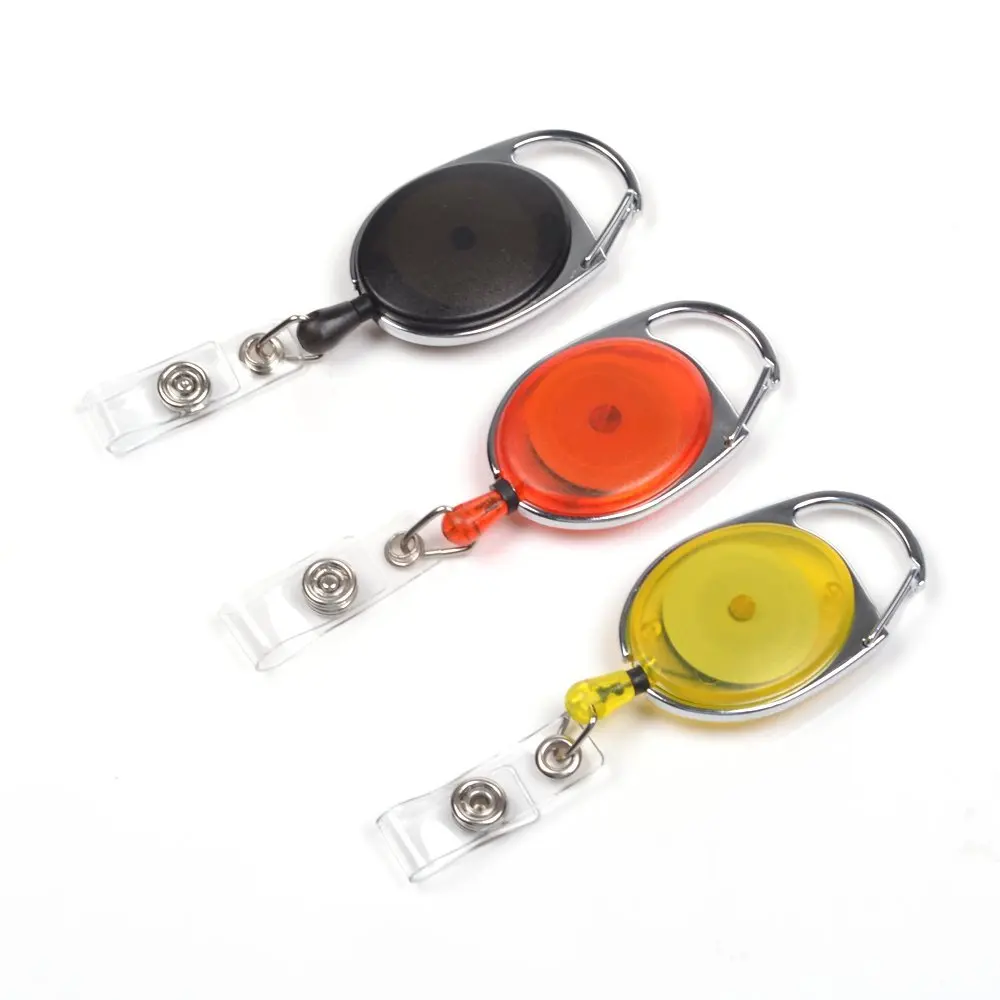 Assorted Color Retractable Carabiner-Style Retractable ID Card Badge Reel