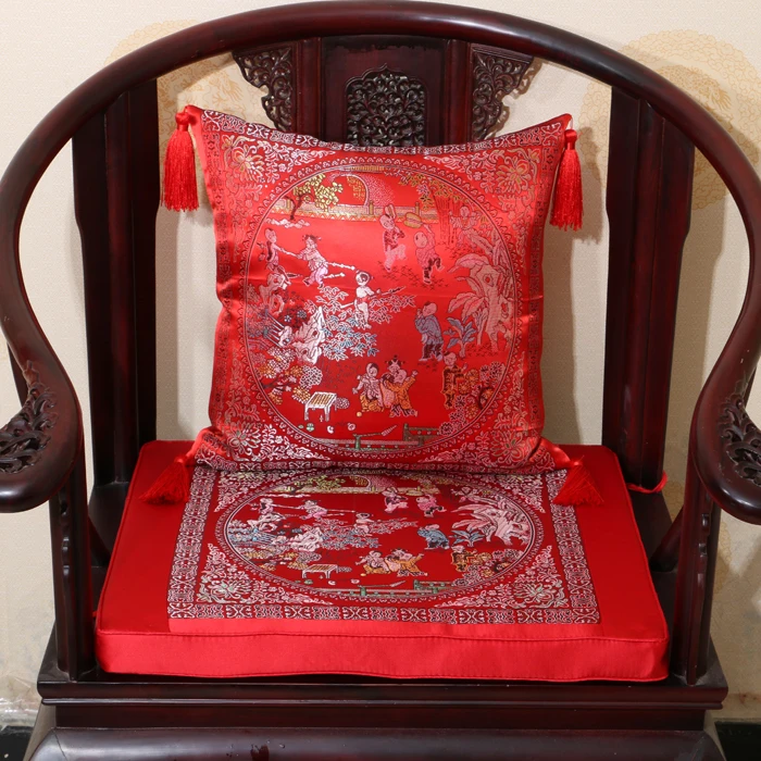 Custom, Joyous-Chinese Ethnic Thick Comfort Seat Cushions for Dining Chairs, Sofa, Armchair Pad, Non-Slip Seating Mat