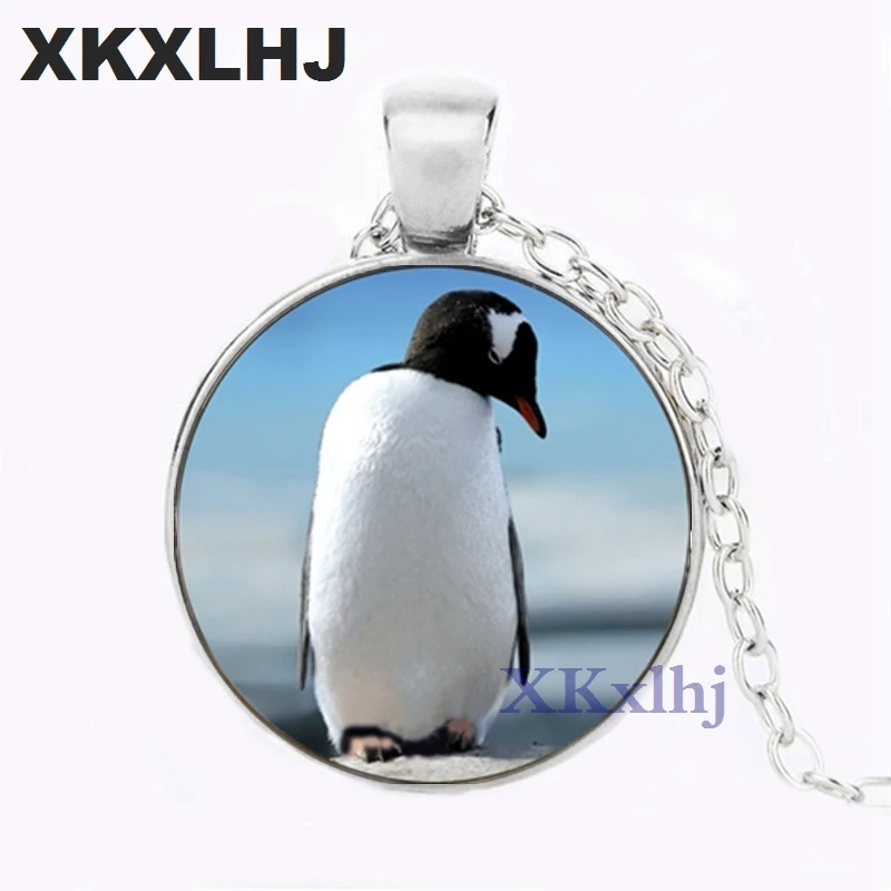 

XKXLHJ Glass Penguin Pendant Jewelry Penguin Necklace Glass Photo Cabochon Necklace