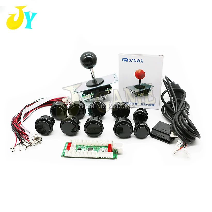 Japan Sanwa Joystick JLF-TP-8YT Fighting Rocker With OBSF Push Buttons Zero Delay Arcade for Jamma Arcade DIY Kit PC PS3