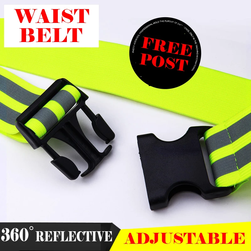 Hi vis viz Elastic belt reflection waist belt adjustable size belt reflective traffic cycling jogging waistband fast shipping