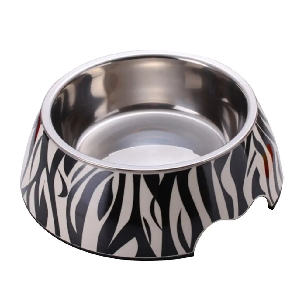 Zebra Style S/M/L Size  Dog Bowl Melamine plastic Stainless Steel Pet Dog & Cat Feeding and Watering Supplier