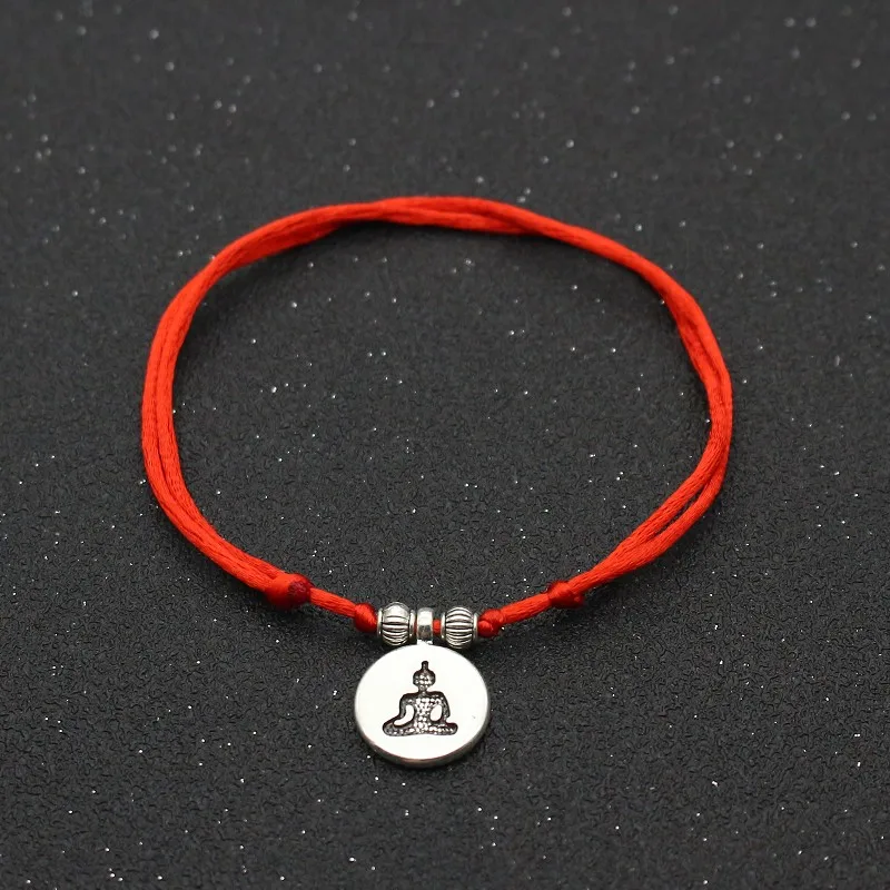 Cavigliere da donna di marca orso carino moda semplice colore argento metallo OM Lotus Buddha telescopico corda rossa cavigliere a piedi nudi per le