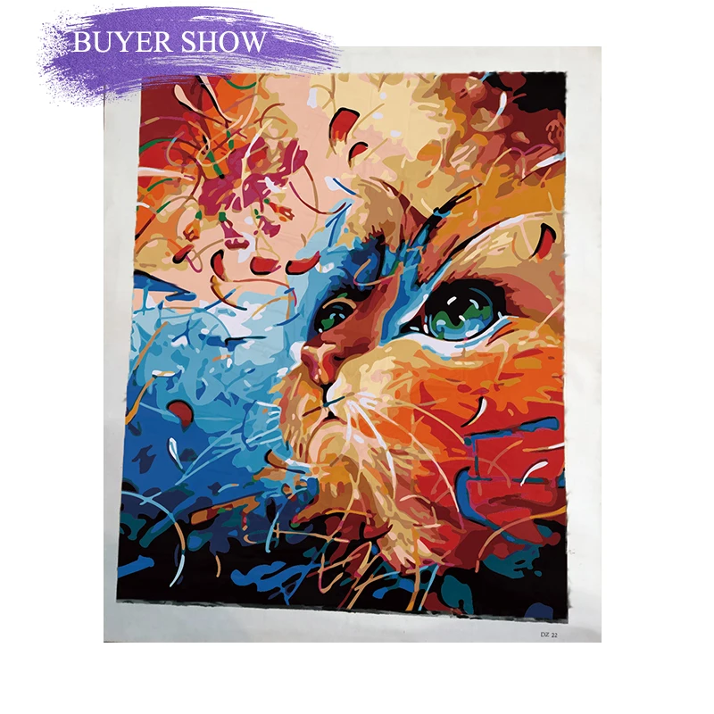 SDOYUNO 60x75cm Frame DIY Painting By Numbers Color Cat Animals Paint By Numbers for kids on canvas Picture For Home Decor image 2