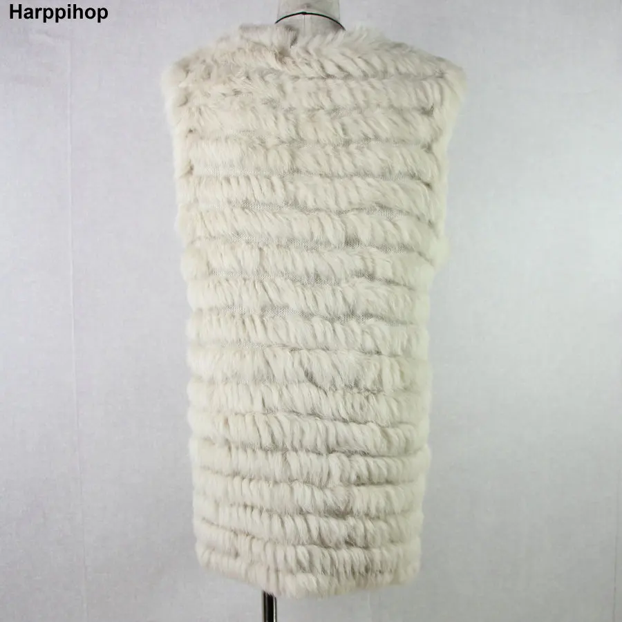 Harppihop 2024 chalecos tejidos de piel de conejo natural nuevos seis colores buena calidad chaquetas de piel Rex para mujer chaleco de piel sin mangas bajo la cintura