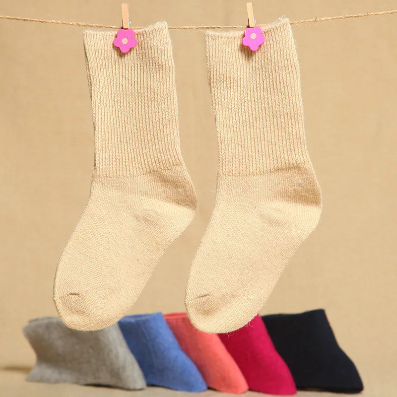 Upset the baby socks in winter Pure color wool tube warm baby socks 1 to 3 years old baby 10pcs=5pair