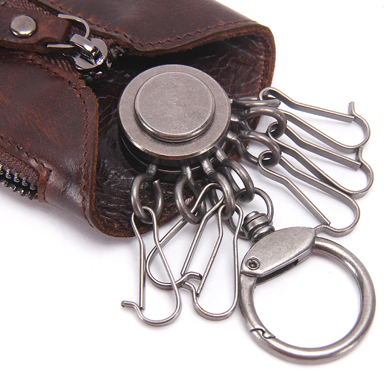 Contact\'S Fashion Genuine Leather Women Key Wallet Keychain Covers Zipper Key Case Bag Key Organizer Holder Housekeeper Keys