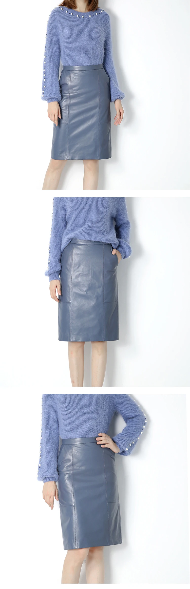 RYS8345 Winter NEW OL Genuine Leather Midi Long Wrap Skirt Ladies Elegant Simple Dark Green/Black/Pink/Blue Sexy Jupe Mujer Saia