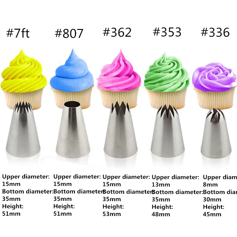 Large 5pcs/set Cream Pastry Tips Stainless Steel DIY Cake Icing Piping Nozzles Fondant Decorating Tools Sugarcraft Bakeware image 3