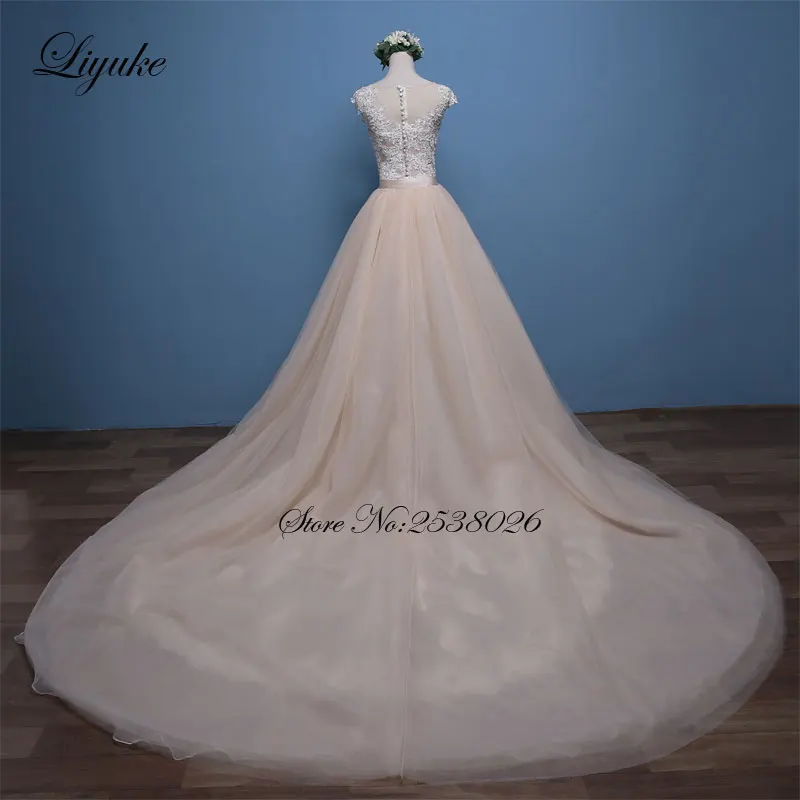 หรูหราTulle Scoopชุดเดรสเมอร์เมดแขนกุดมหัศจรรย์ลูกปัดAppliques Courtรถไฟ 2 In 1 ความยาวชุดเจ้าสาว