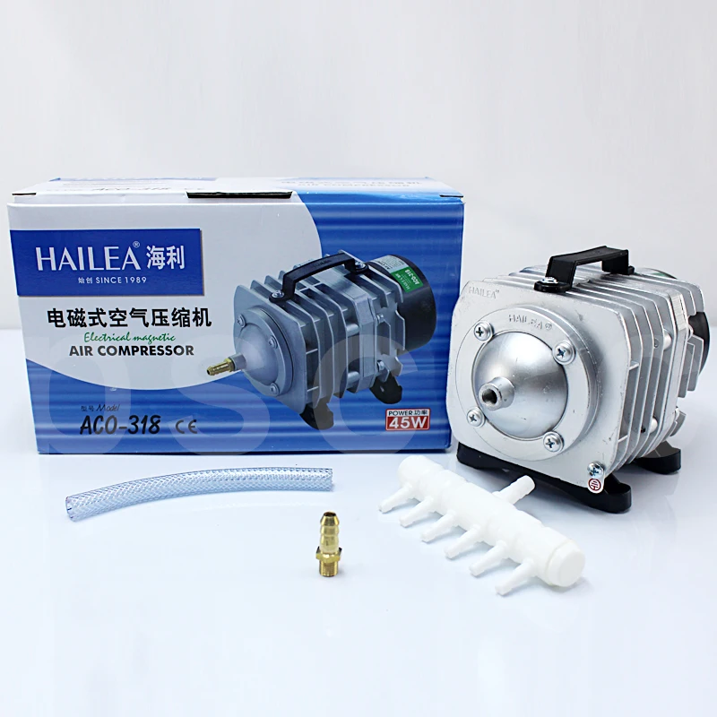 Hailea 220v Air Compressor for Aquarium Accessories 70L/MIN Electromagnetic Pump Fish Tank Accessories Aerator for Aquarium Pet