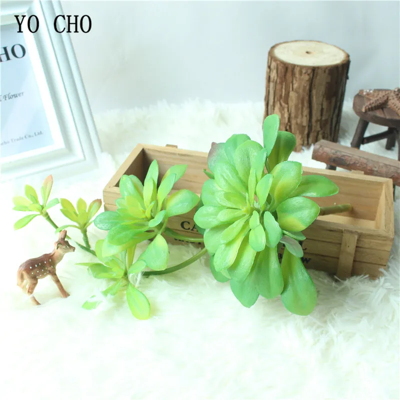 YO CHO 1PCS High Qualit Artificial Mini Succulents For Home Garden Bar Decor DIY Fake Leaf Plants Flower Party Decoration