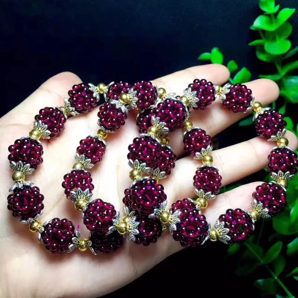 Natural Garnet Bracelet Women Hand-woven 3mm Lucky Ball Bracelets Jewelry Gift for Women Bracelet Pulseras Mujer