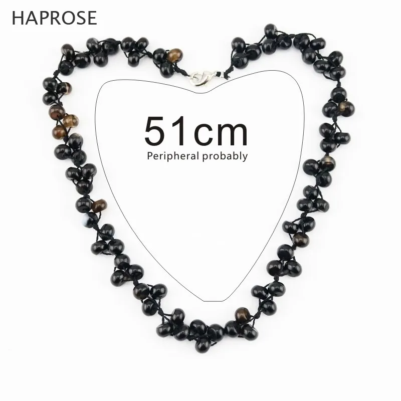 Natural agate necklace plaque bead beads black agate necklace lobster clasp necklace sequins weaving ethnic style commemorative